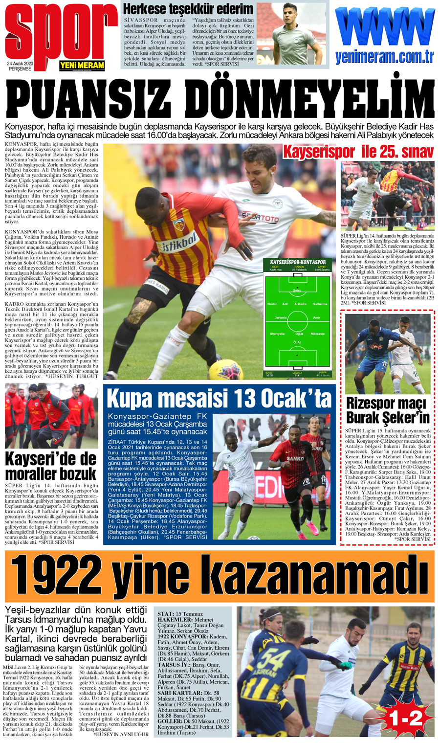 24 Aralık 2020 Yeni Meram Gazetesi