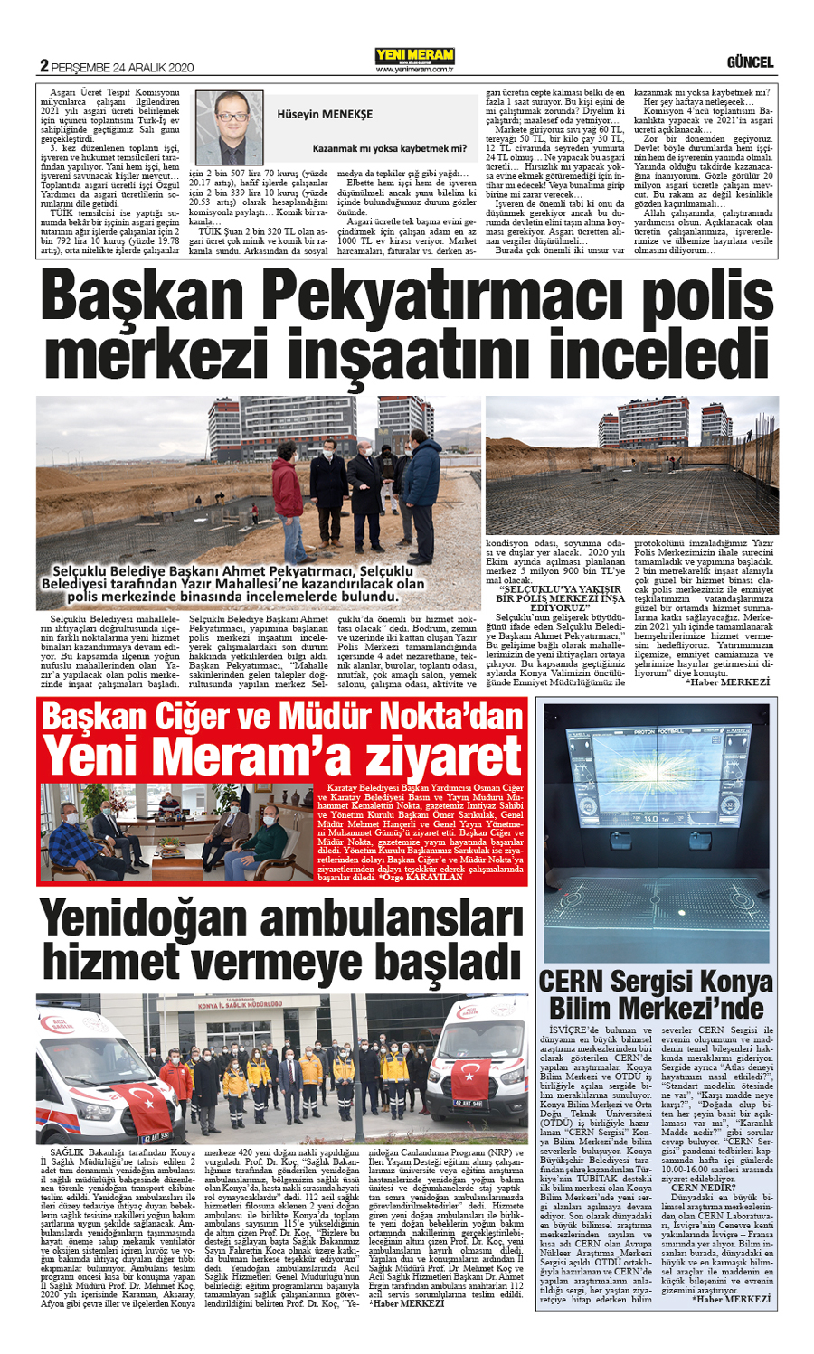 24 Aralık 2020 Yeni Meram Gazetesi