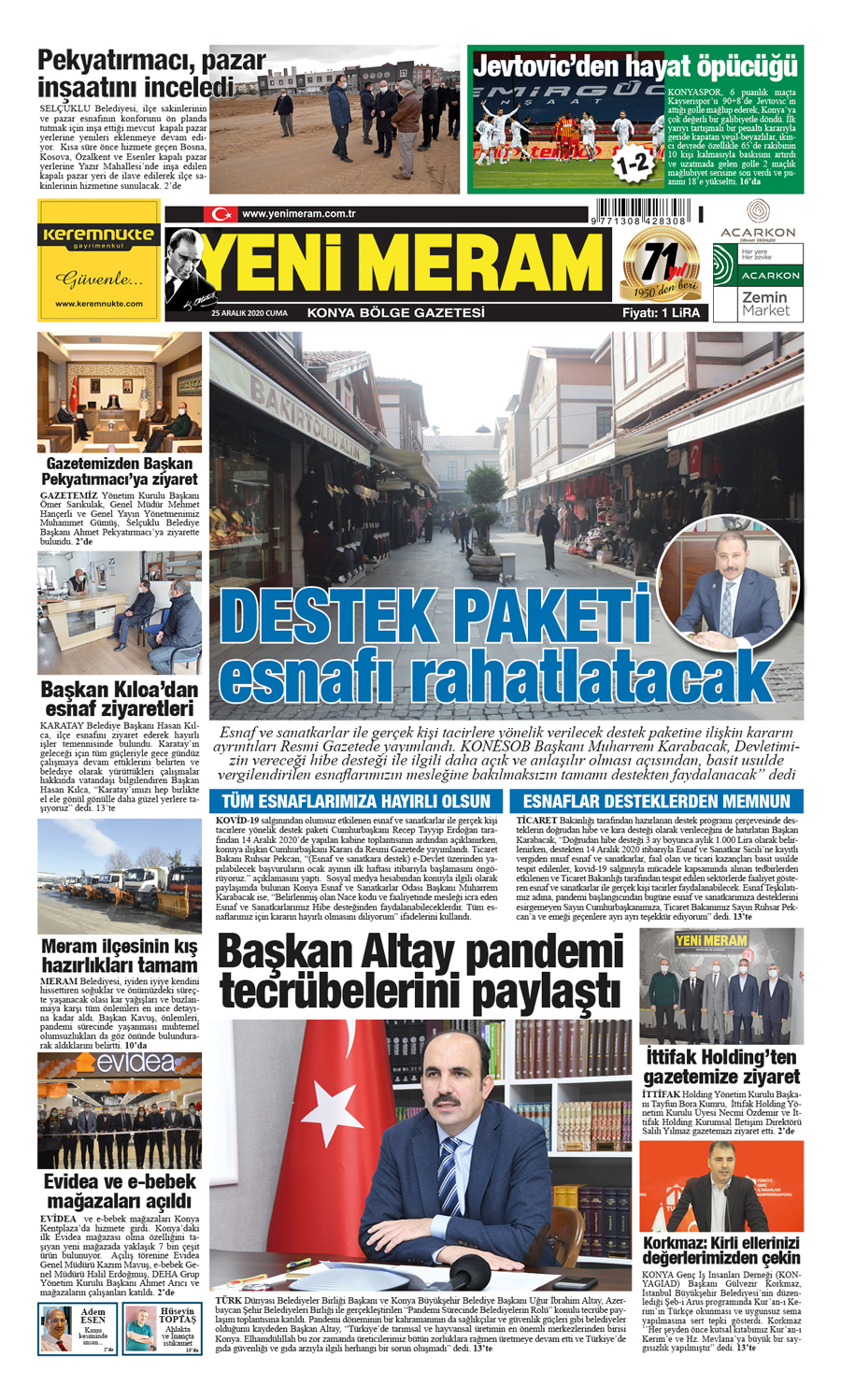 25 Aralık 2020 Yeni Meram Gazetesi