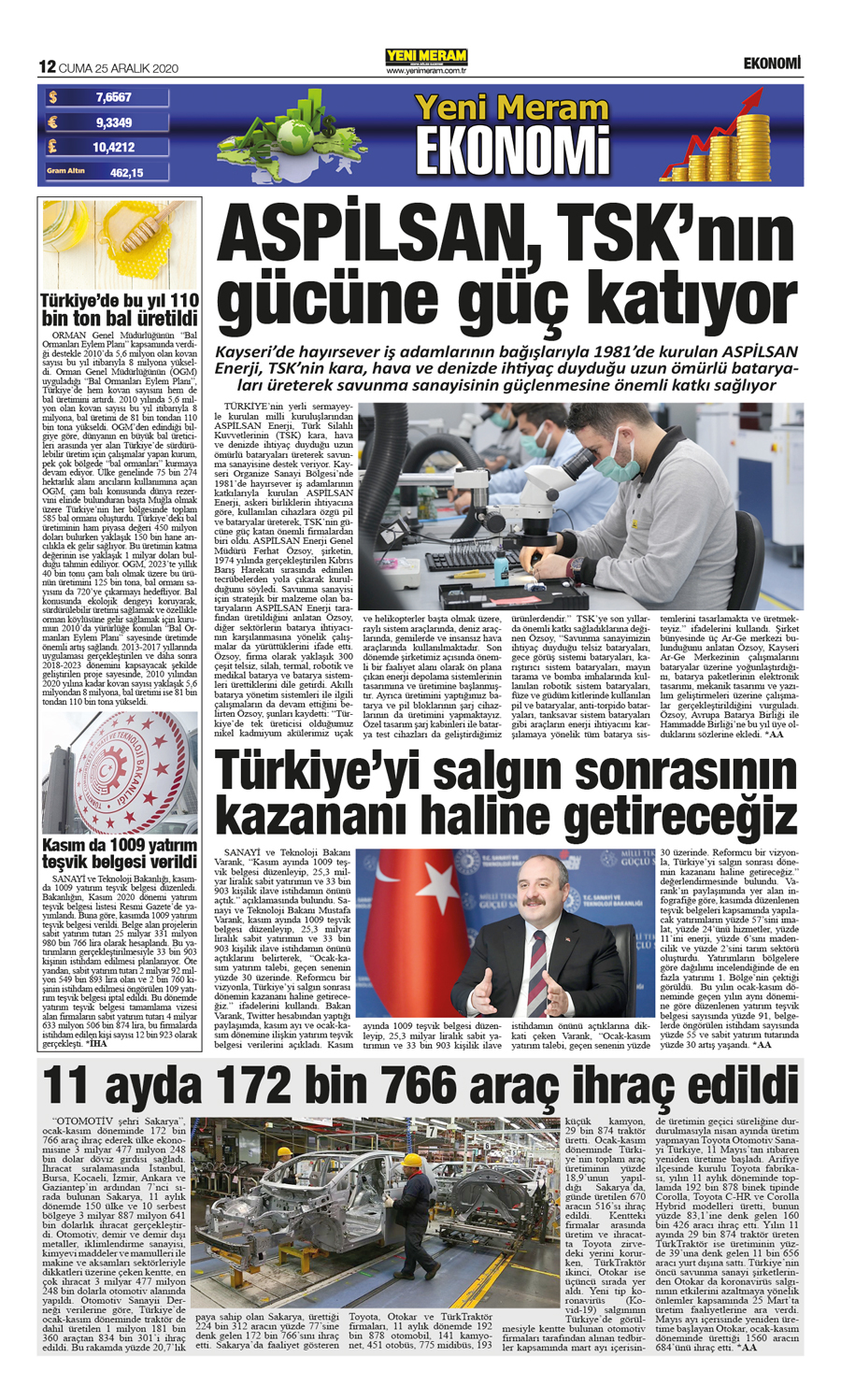 25 Aralık 2020 Yeni Meram Gazetesi