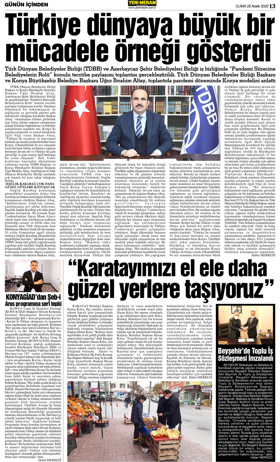 25 Aralık 2020 Yeni Meram Gazetesi