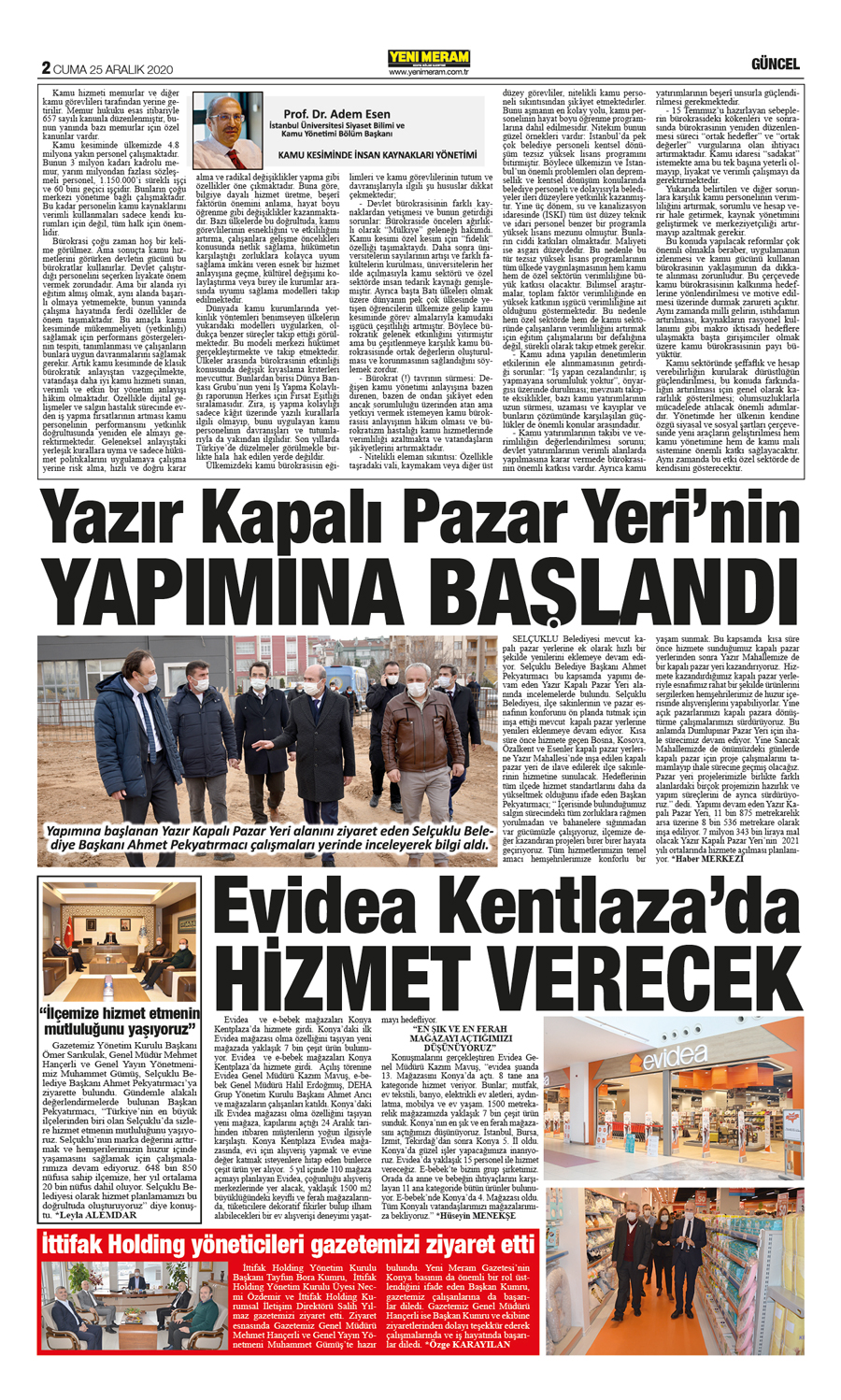 25 Aralık 2020 Yeni Meram Gazetesi