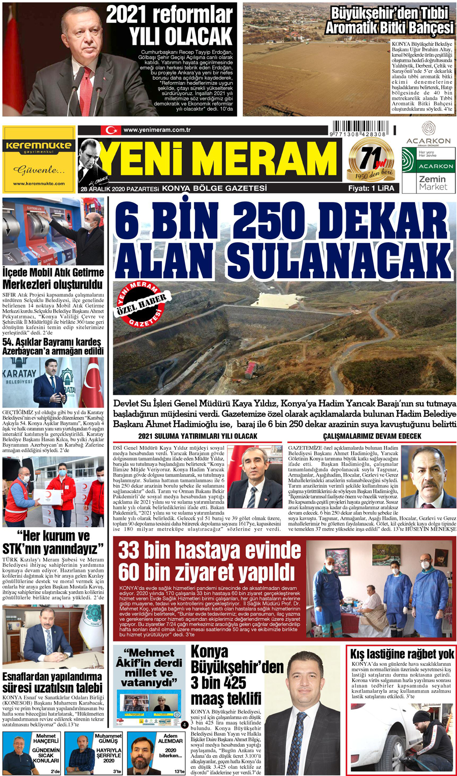 28 Aralık 2020 Yeni Meram Gazetesi