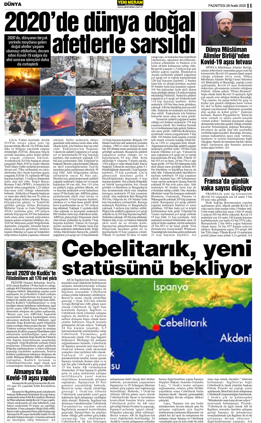 28 Aralık 2020 Yeni Meram Gazetesi