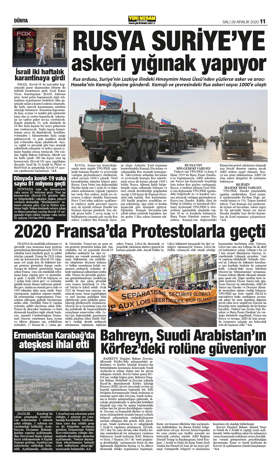 29 Aralık 2020 Yeni Meram Gazetesi