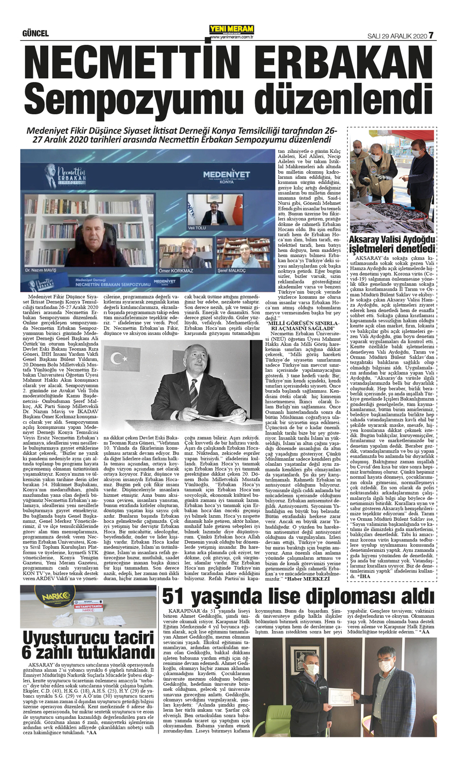 29 Aralık 2020 Yeni Meram Gazetesi