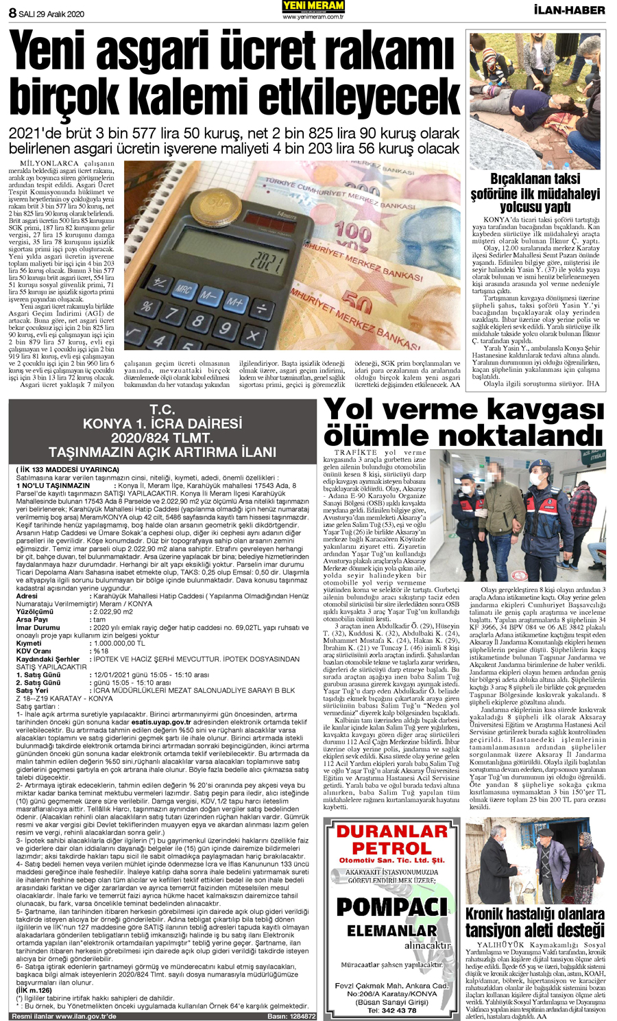 29 Aralık 2020 Yeni Meram Gazetesi