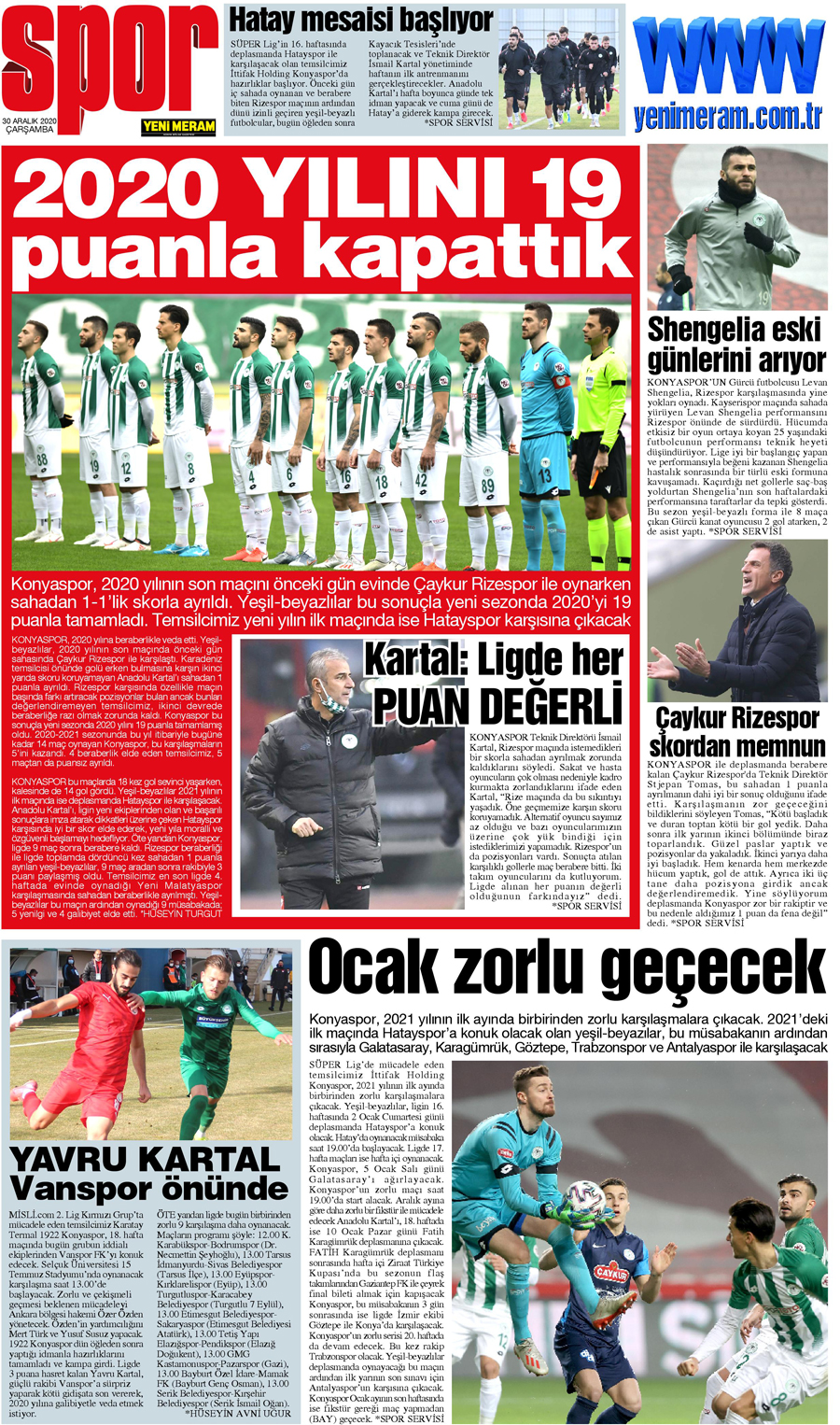 30 Aralık 2020 Yeni Meram Gazetesi