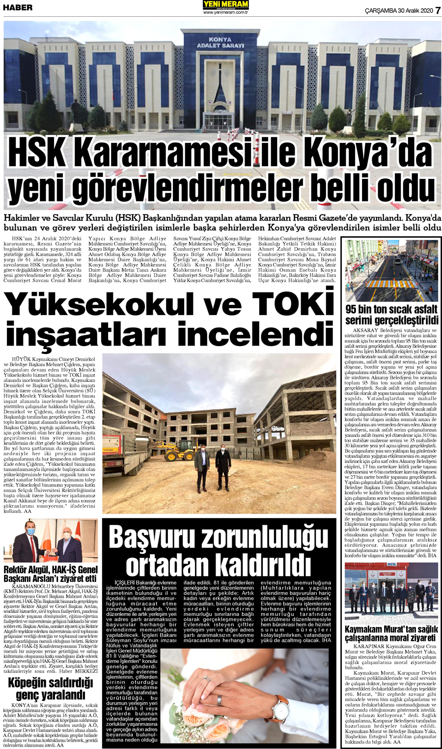 30 Aralık 2020 Yeni Meram Gazetesi