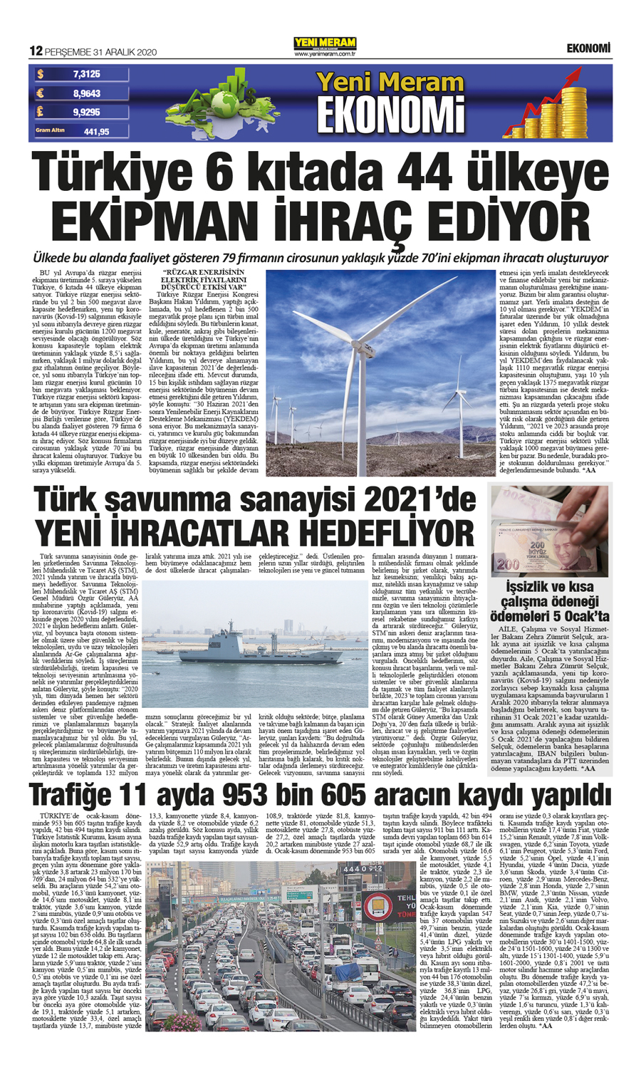 31 Aralık 2020 Yeni Meram Gazetesi