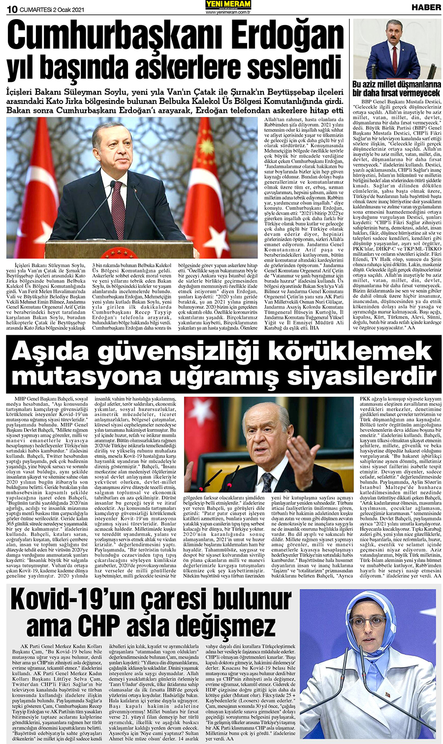 2 Ocak 2021 Yeni Meram Gazetesi