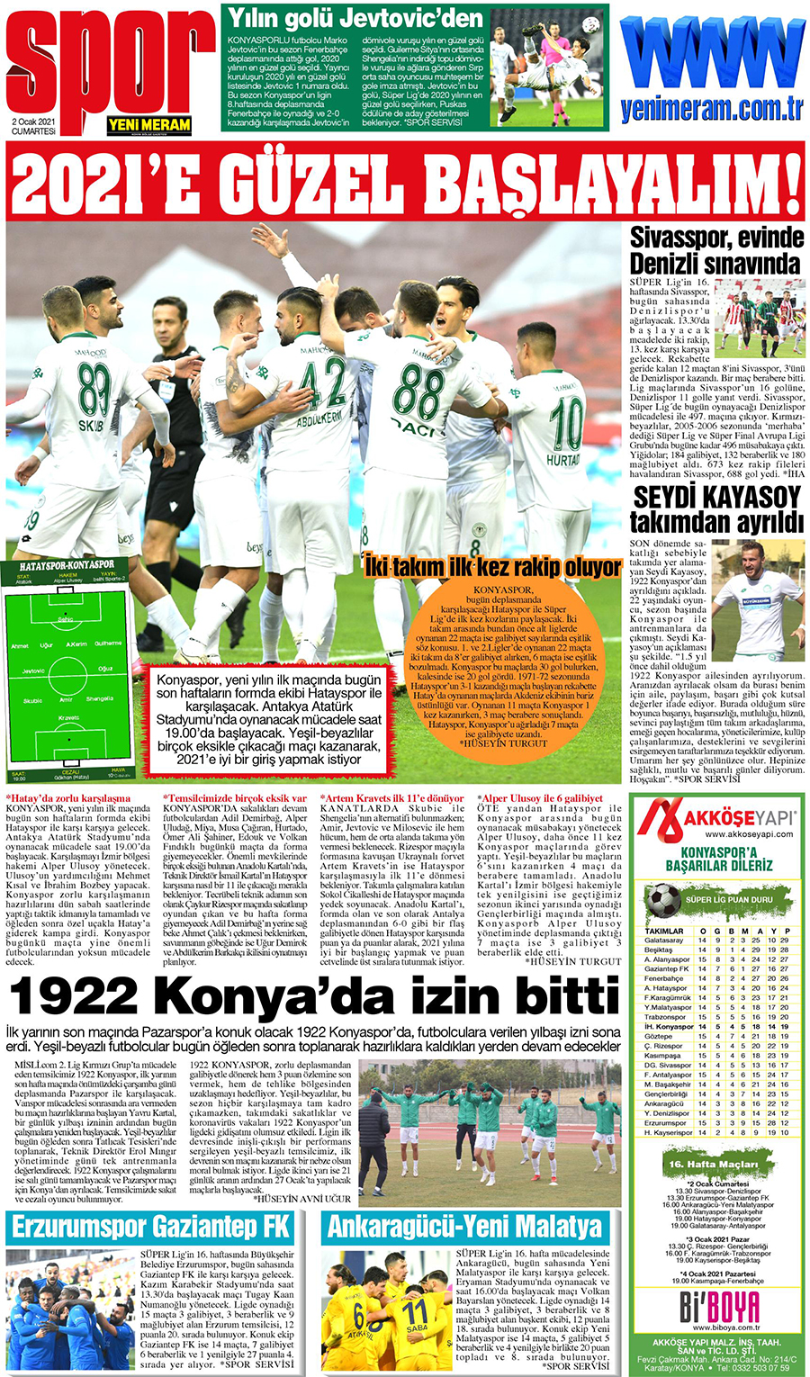 2 Ocak 2021 Yeni Meram Gazetesi