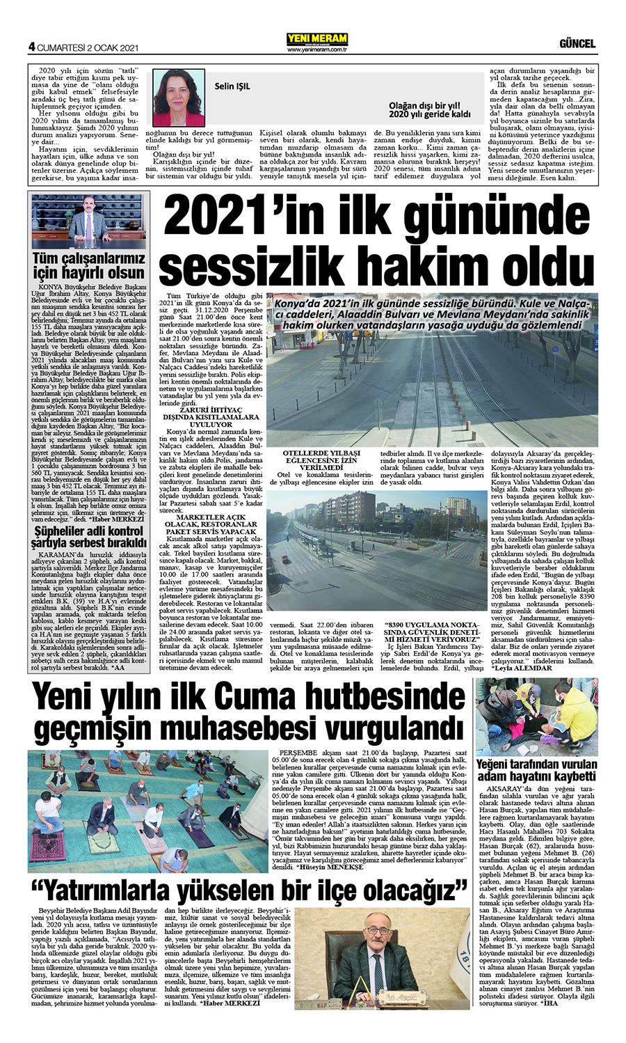 2 Ocak 2021 Yeni Meram Gazetesi