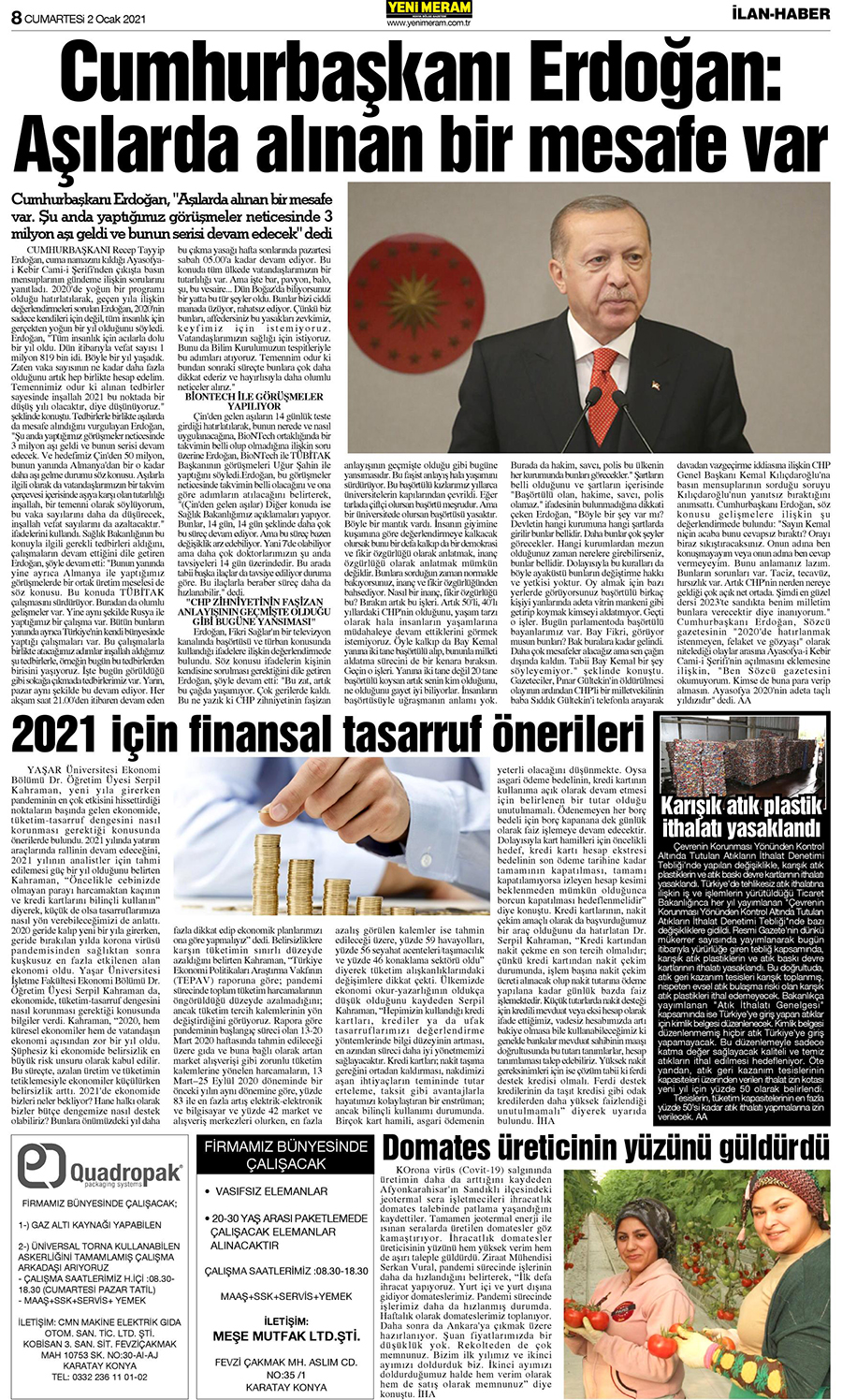 2 Ocak 2021 Yeni Meram Gazetesi