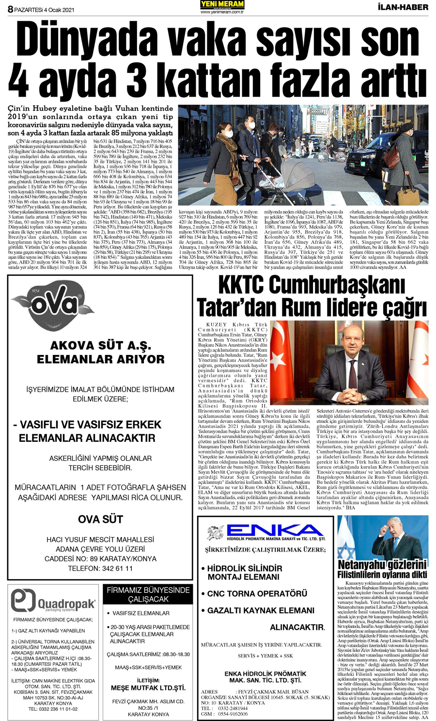 4 Ocak 2021 Yeni Meram Gazetesi