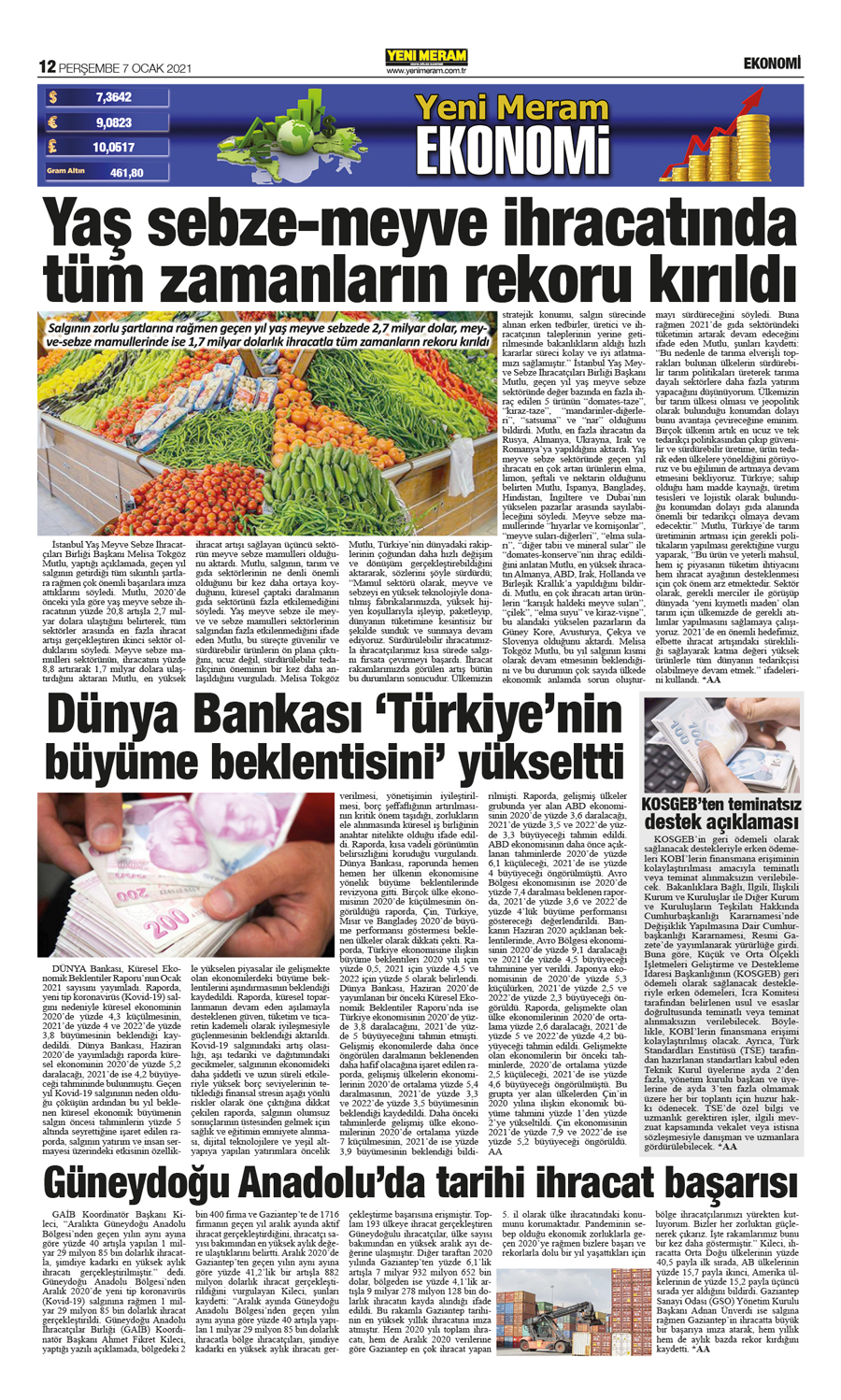 7 Ocak 2021 Yeni Meram Gazetesi