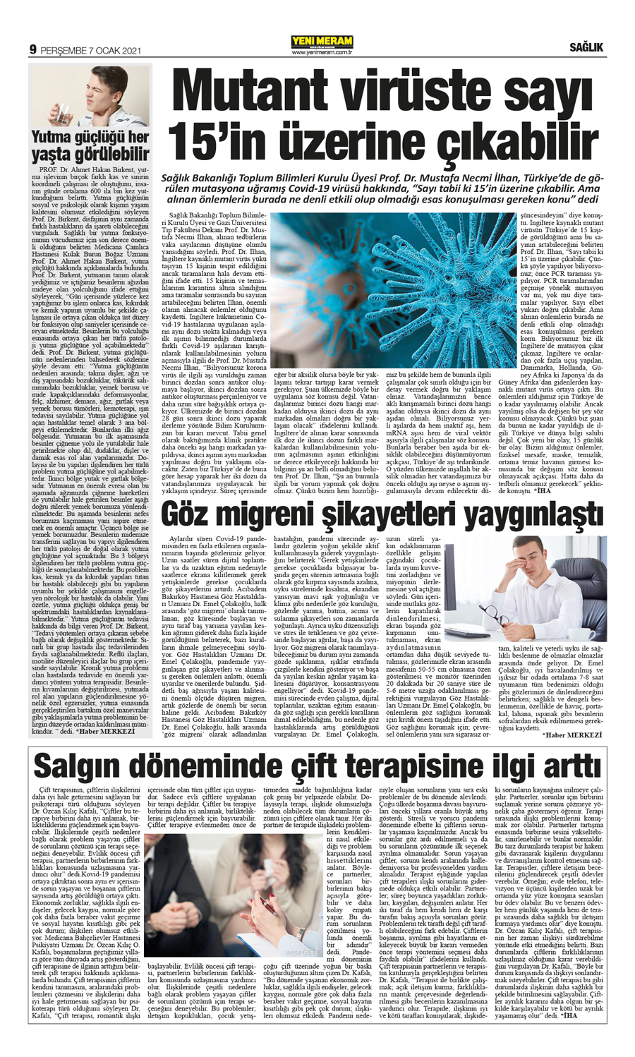 7 Ocak 2021 Yeni Meram Gazetesi