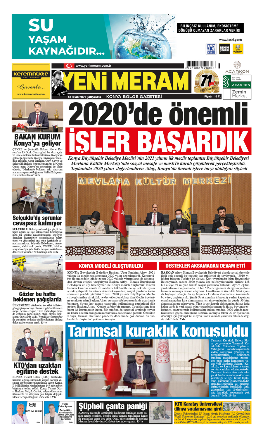 13 Ocak 2021 Yeni Meram Gazetesi