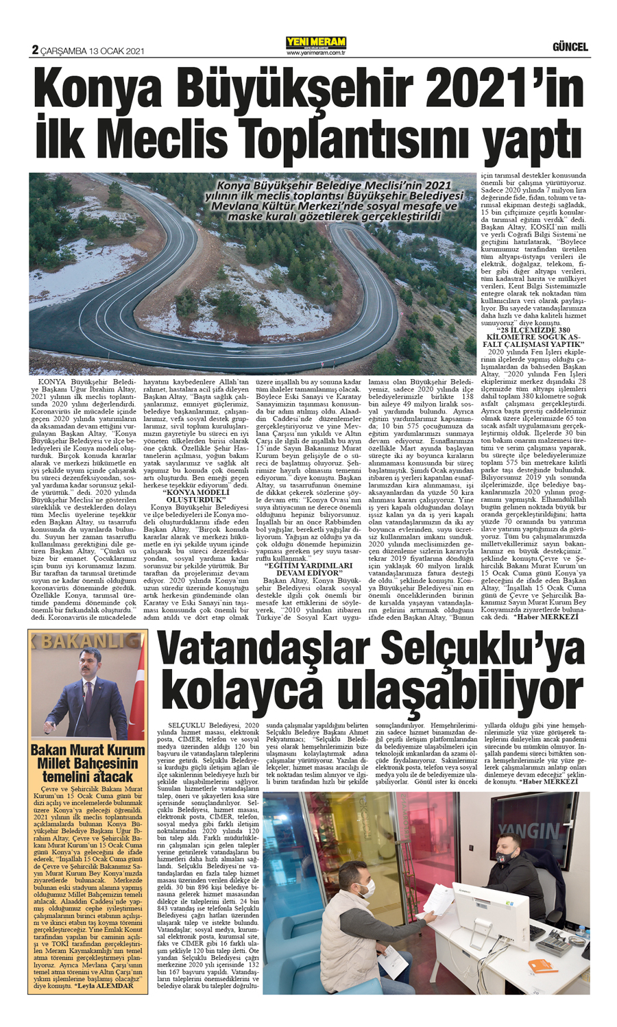 13 Ocak 2021 Yeni Meram Gazetesi