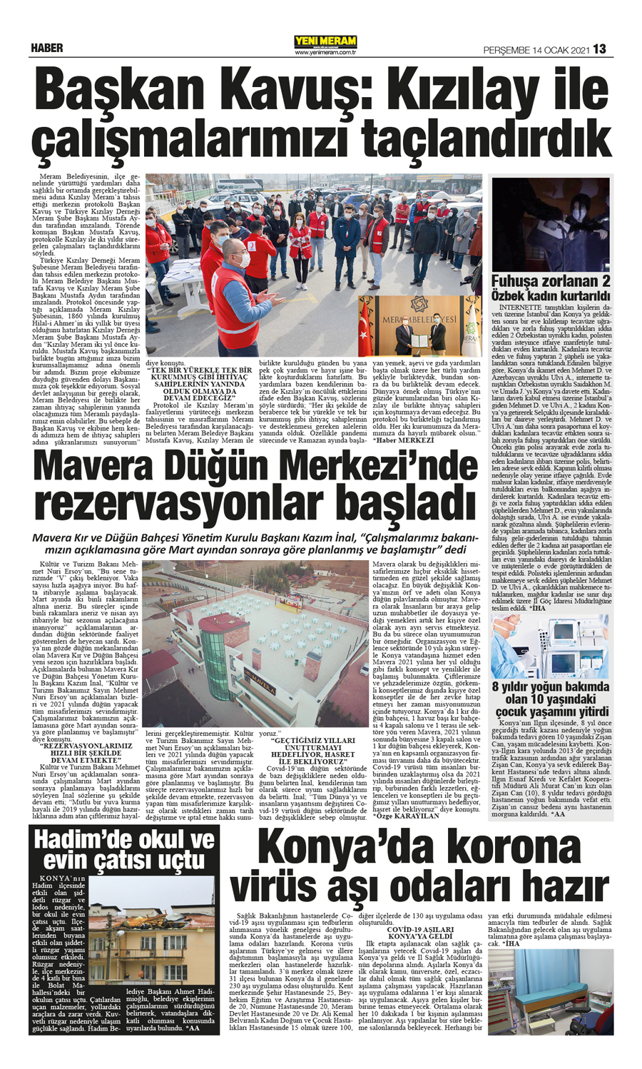 14 Ocak 2021 Yeni Meram Gazetesi