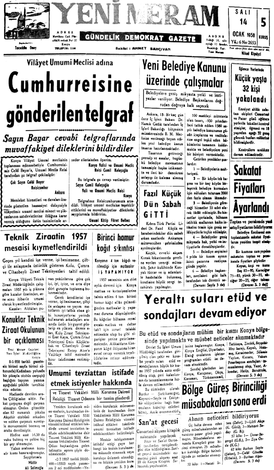 14 Ocak 2021 Yeni Meram Gazetesi