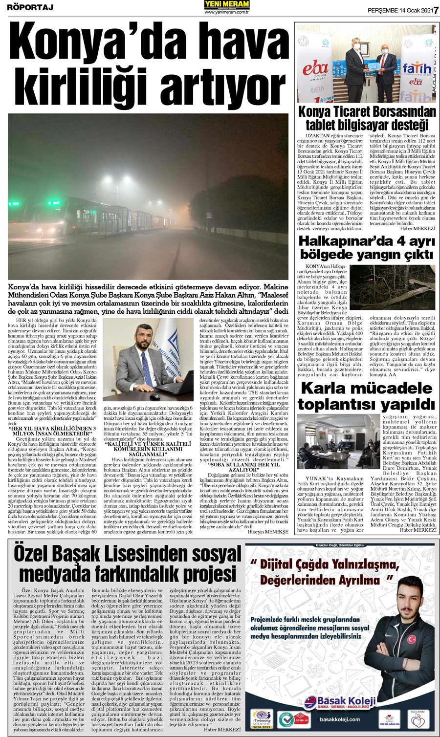 14 Ocak 2021 Yeni Meram Gazetesi