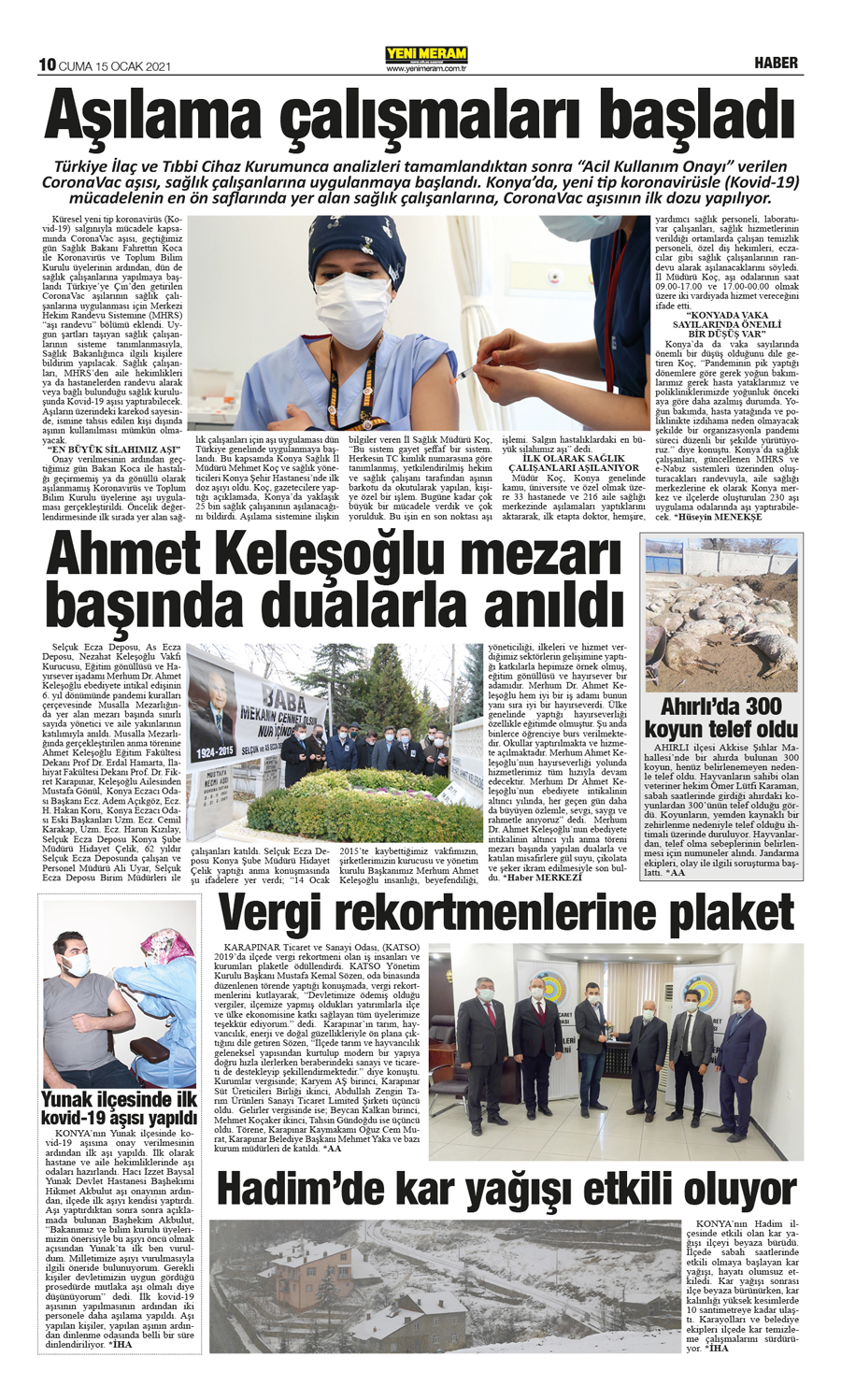 15 Ocak 2021 Yeni Meram Gazetesi