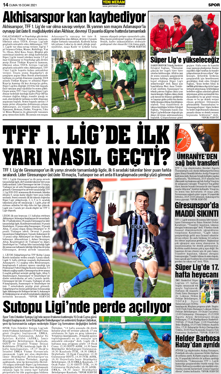 15 Ocak 2021 Yeni Meram Gazetesi