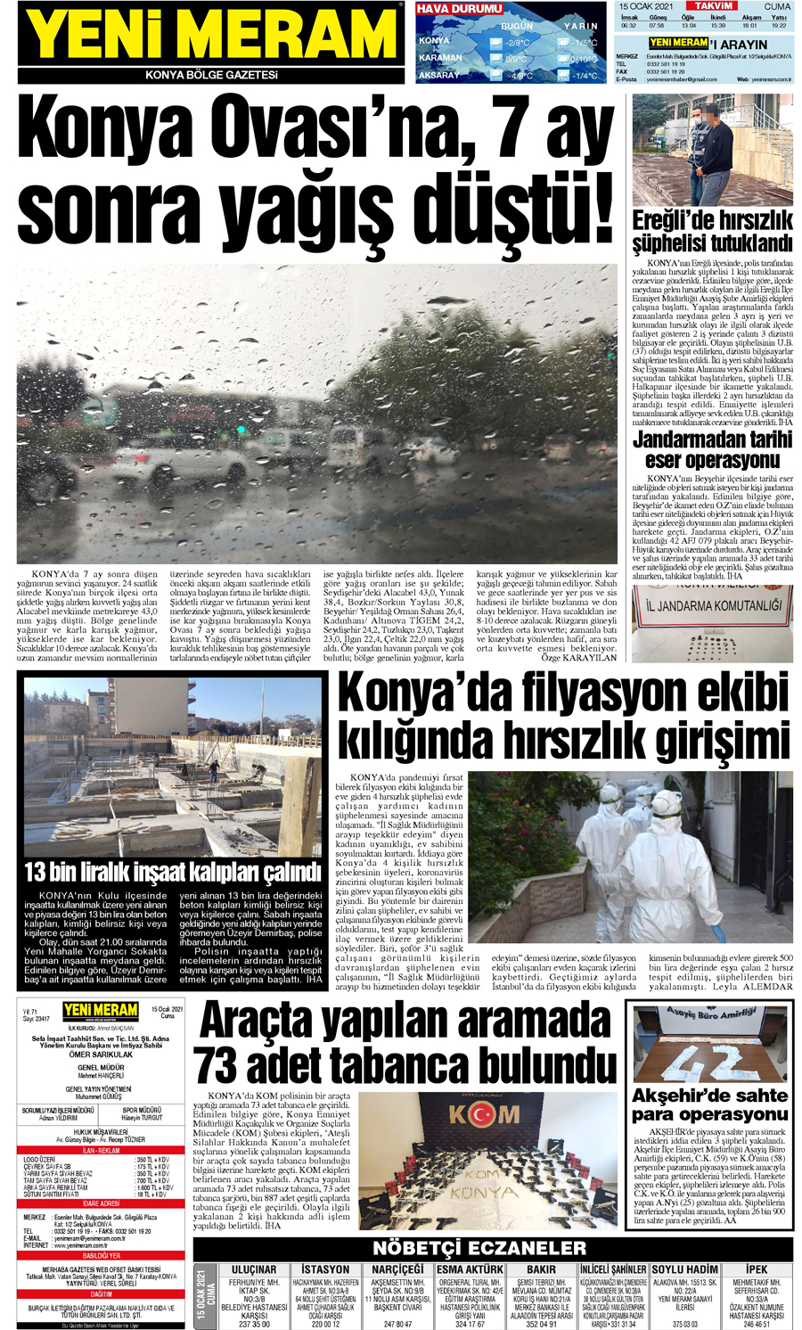 15 Ocak 2021 Yeni Meram Gazetesi