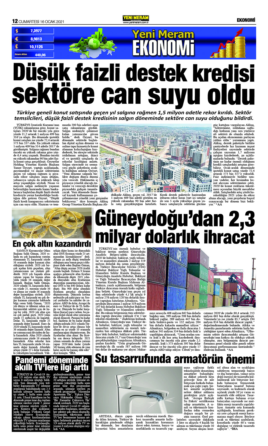 16 Ocak 2021 Yeni Meram Gazetesi