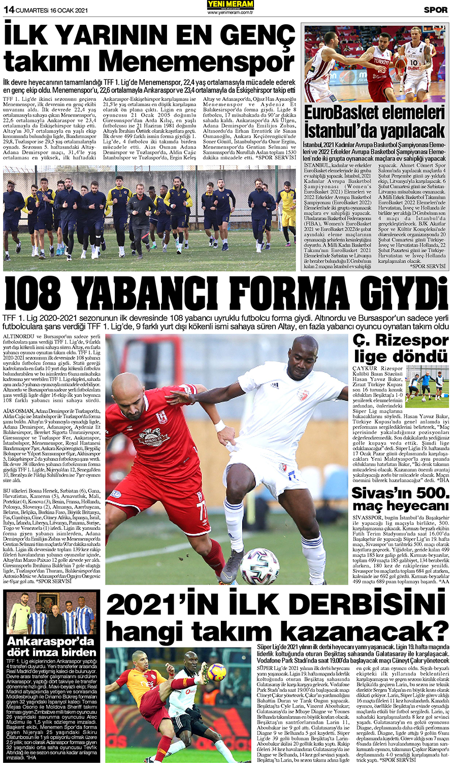 16 Ocak 2021 Yeni Meram Gazetesi