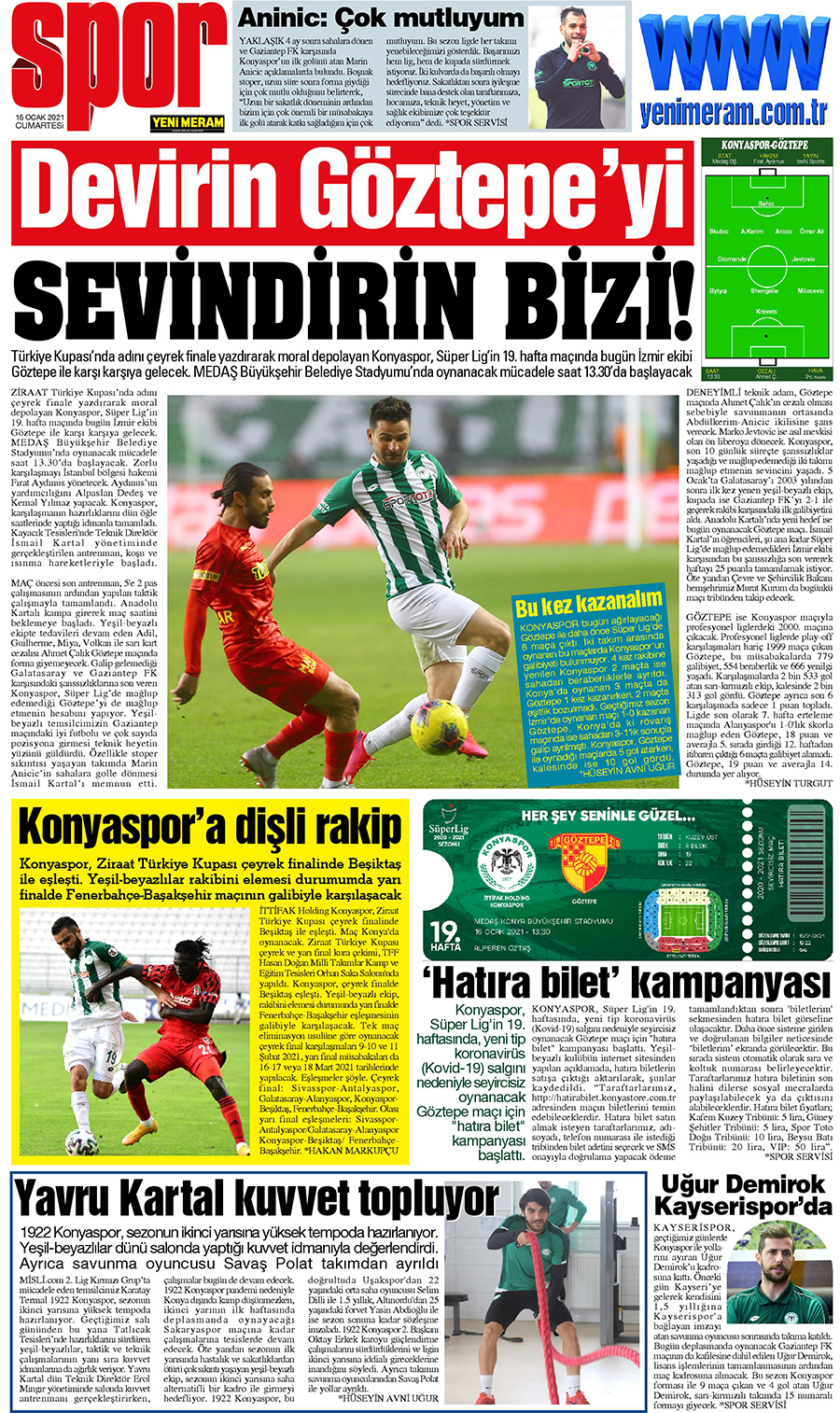 16 Ocak 2021 Yeni Meram Gazetesi