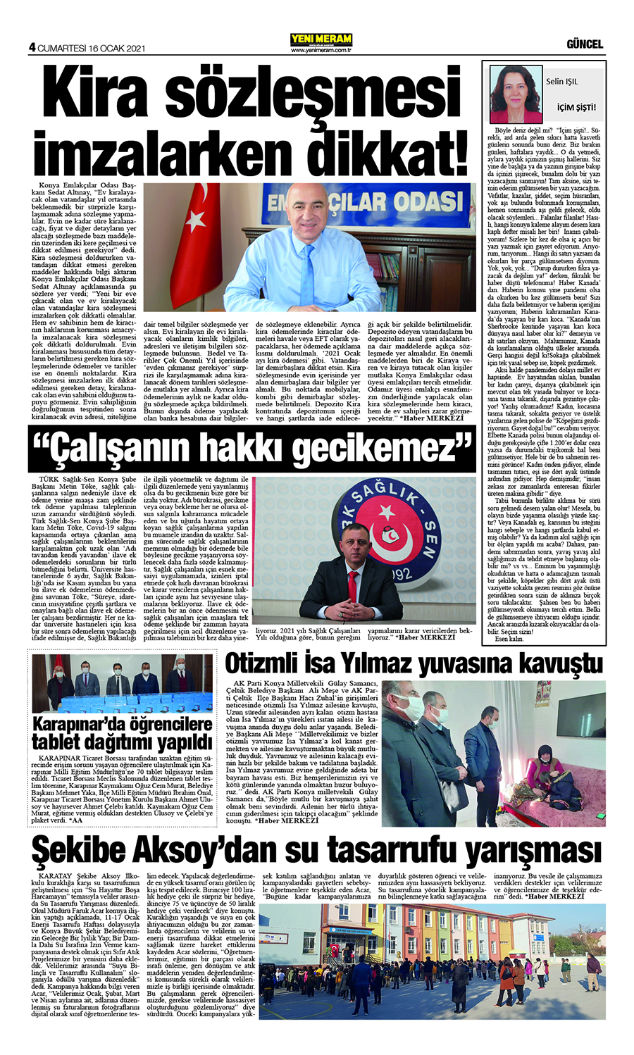 16 Ocak 2021 Yeni Meram Gazetesi