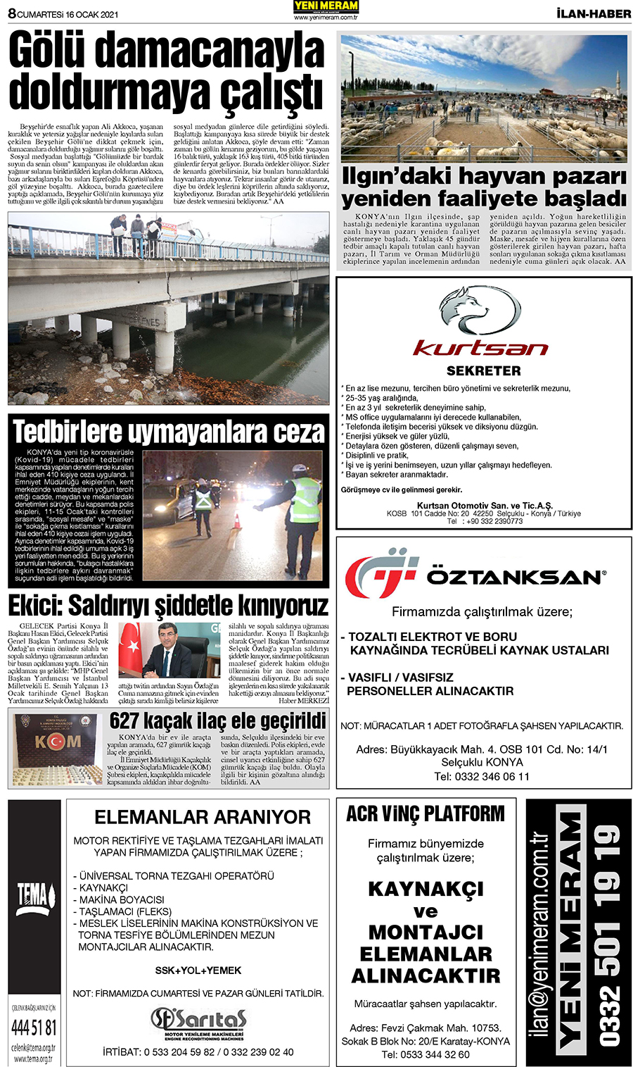 16 Ocak 2021 Yeni Meram Gazetesi