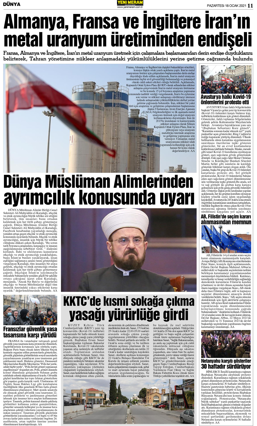 18 Ocak 2021 Yeni Meram Gazetesi