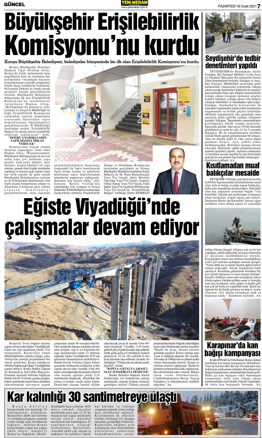 18 Ocak 2021 Yeni Meram Gazetesi