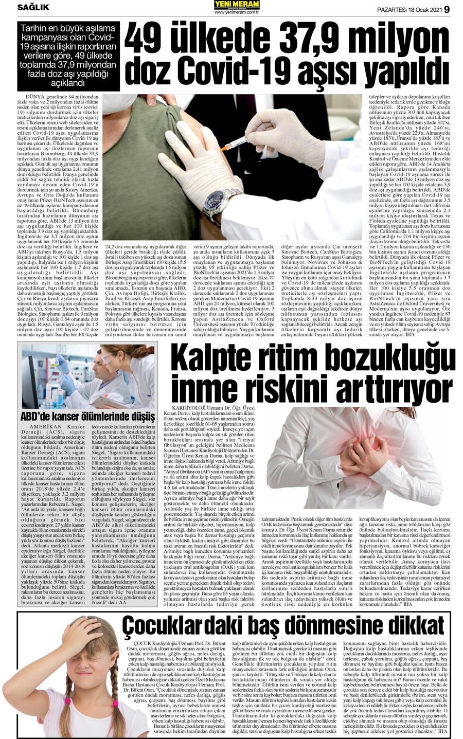 18 Ocak 2021 Yeni Meram Gazetesi