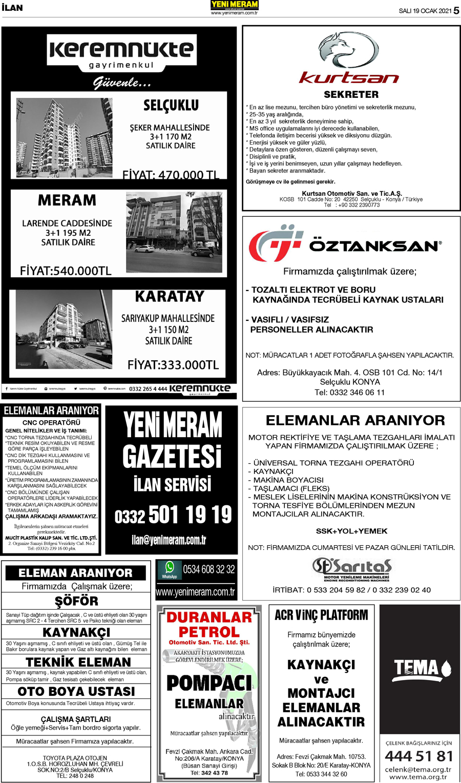 19 Ocak 2021 Yeni Meram Gazetesi