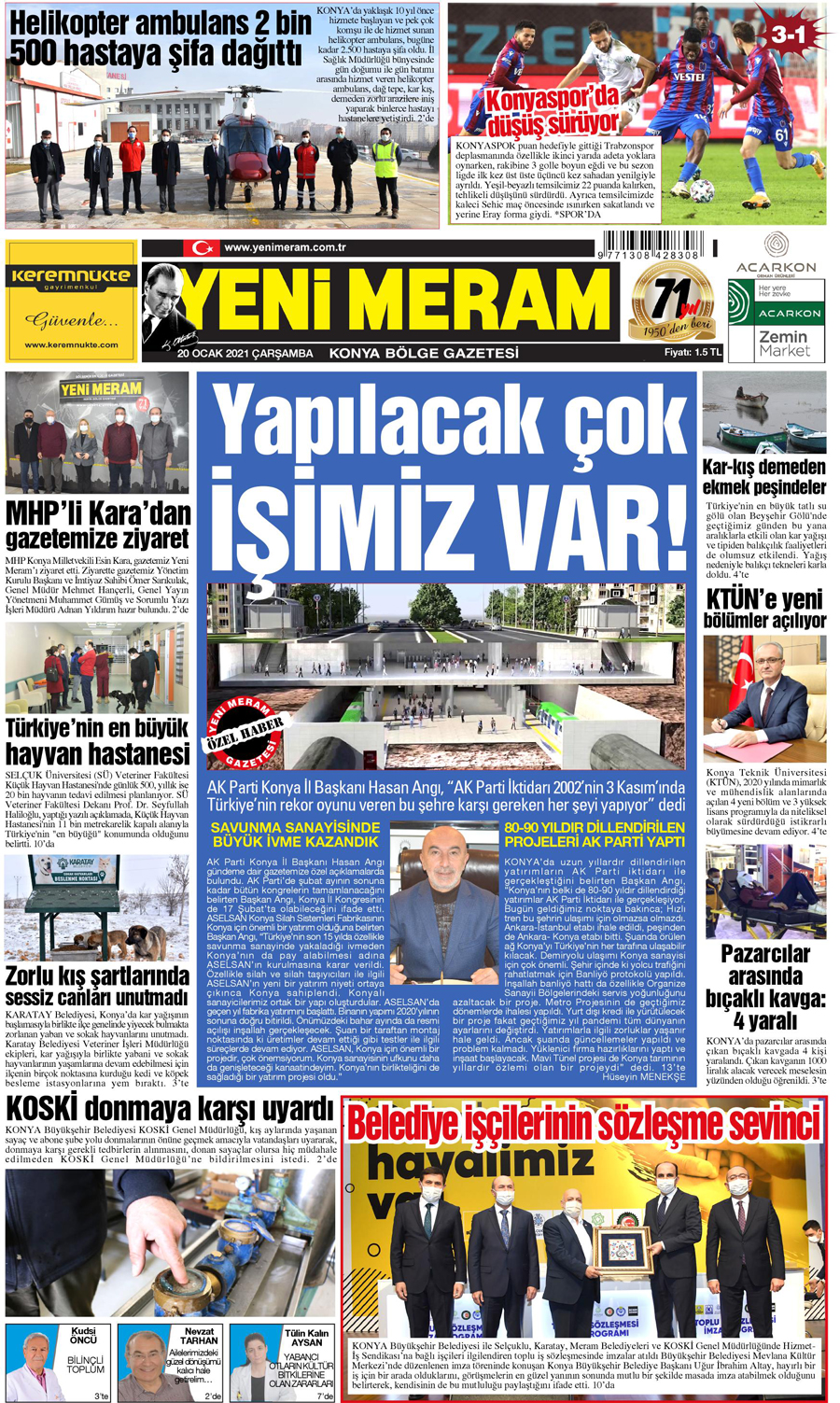 20 Ocak 2021 Yeni Meram Gazetesi