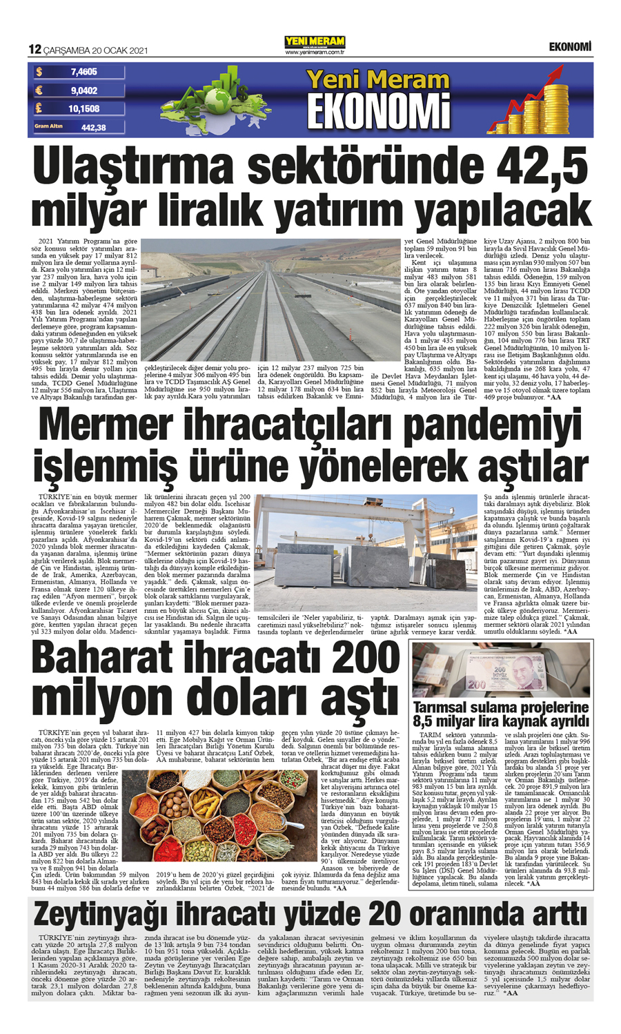 20 Ocak 2021 Yeni Meram Gazetesi