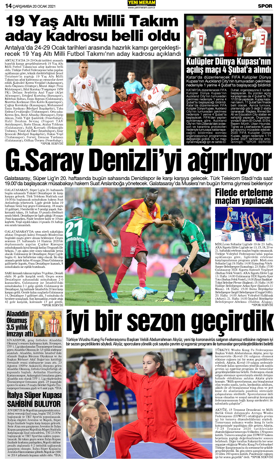 20 Ocak 2021 Yeni Meram Gazetesi