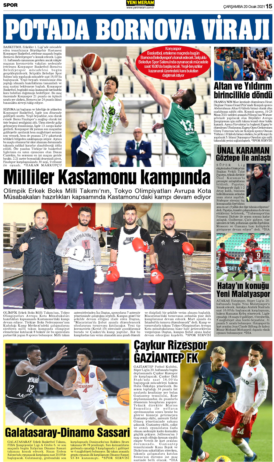 20 Ocak 2021 Yeni Meram Gazetesi