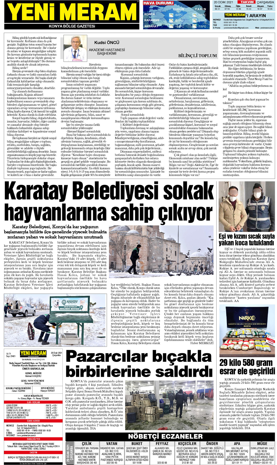 20 Ocak 2021 Yeni Meram Gazetesi