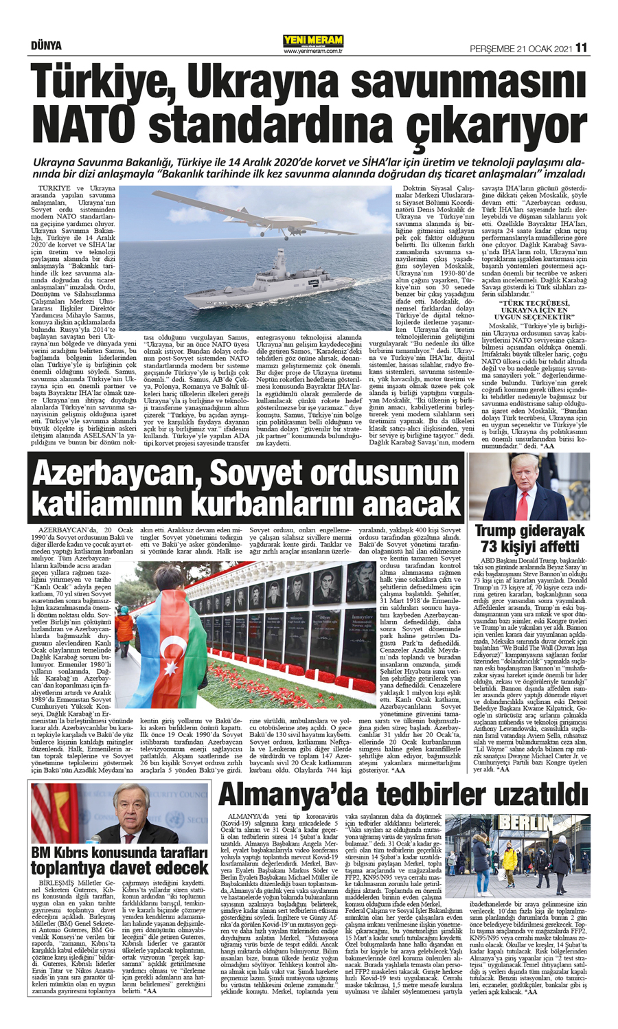 21 Ocak 2021 Yeni Meram Gazetesi