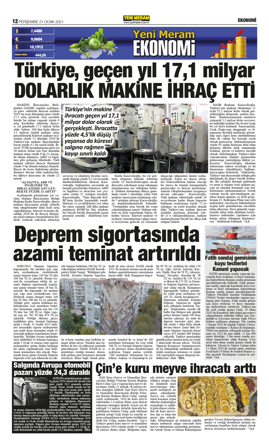 21 Ocak 2021 Yeni Meram Gazetesi