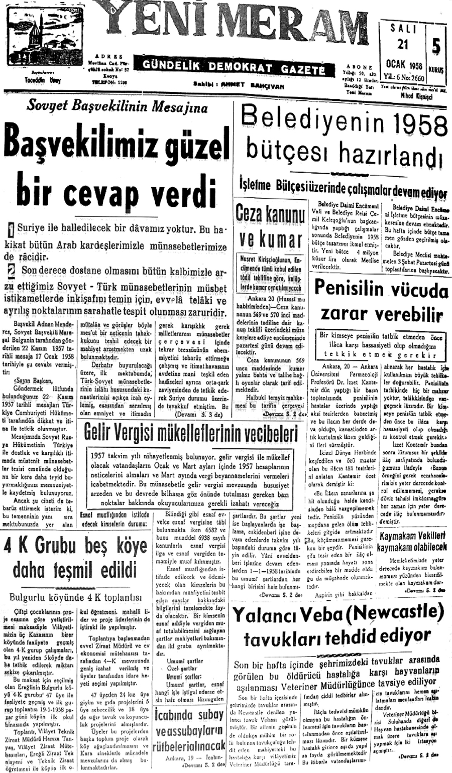 21 Ocak 2021 Yeni Meram Gazetesi