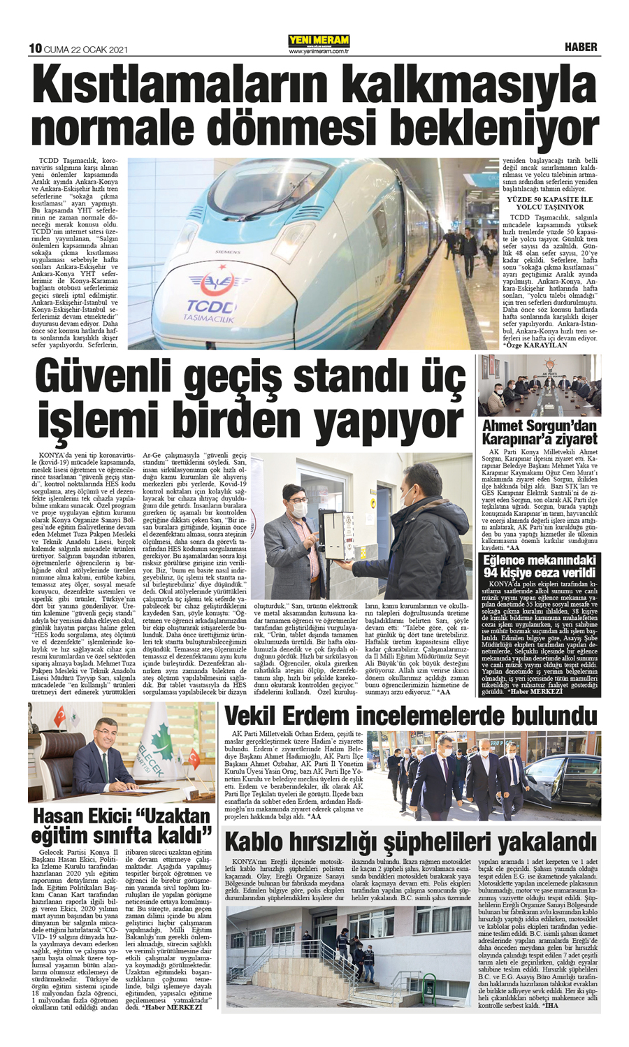 22 Ocak 2021 Yeni Meram Gazetesi