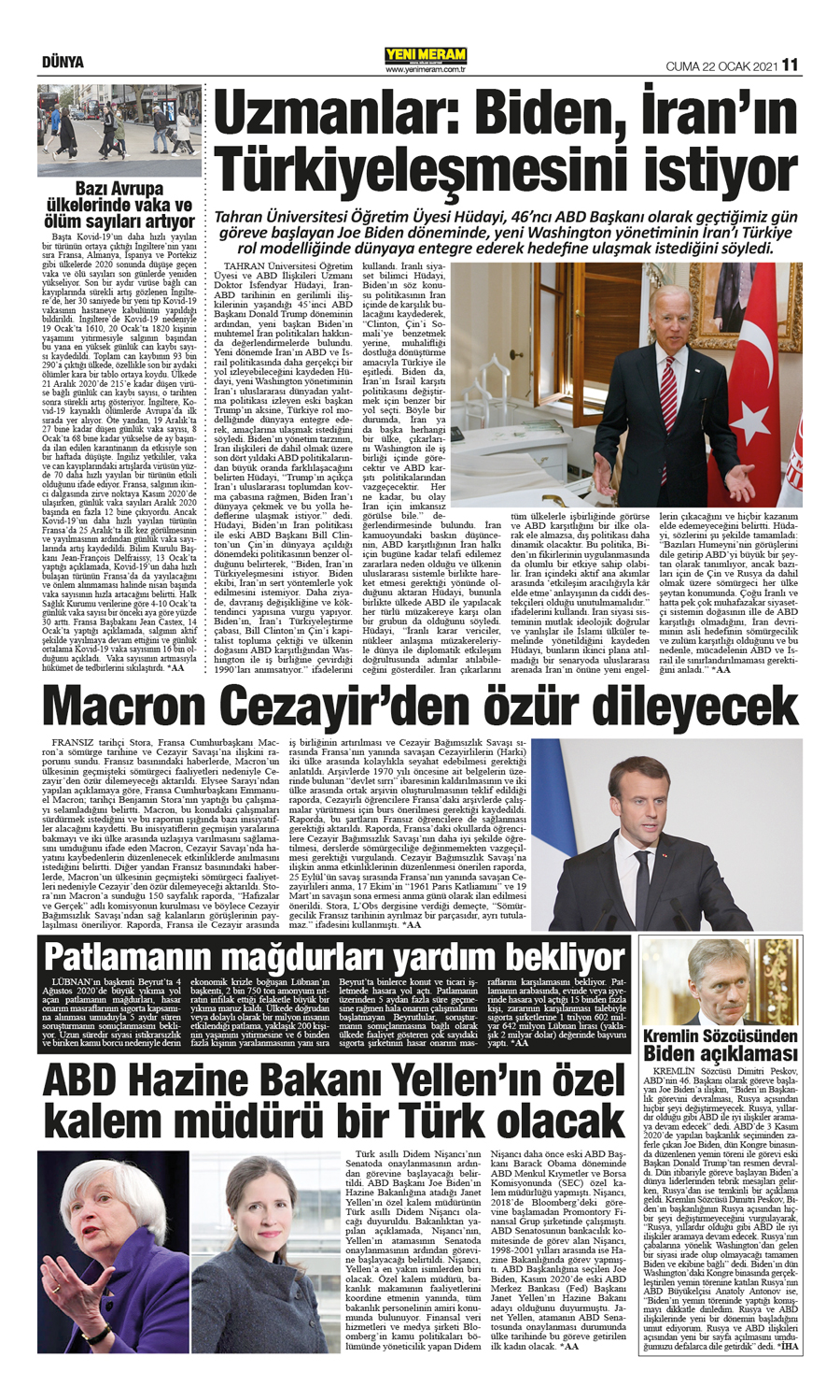 22 Ocak 2021 Yeni Meram Gazetesi