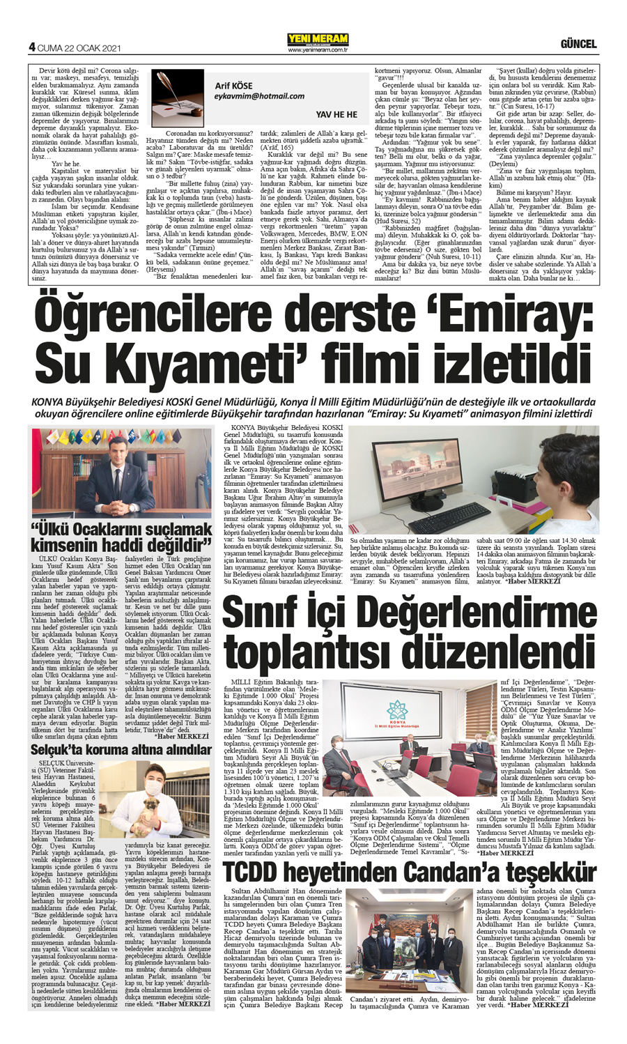 22 Ocak 2021 Yeni Meram Gazetesi