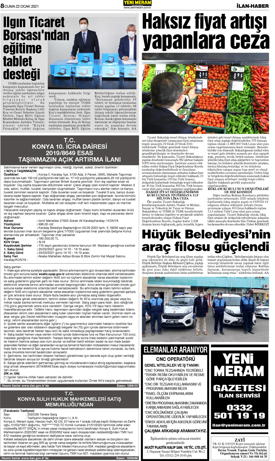 22 Ocak 2021 Yeni Meram Gazetesi